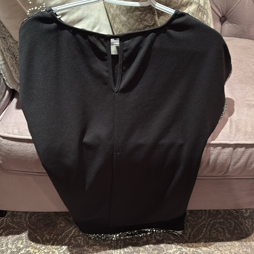 Lily Morgan black tunic dress top with silver trim in a - Picture 7 of 7